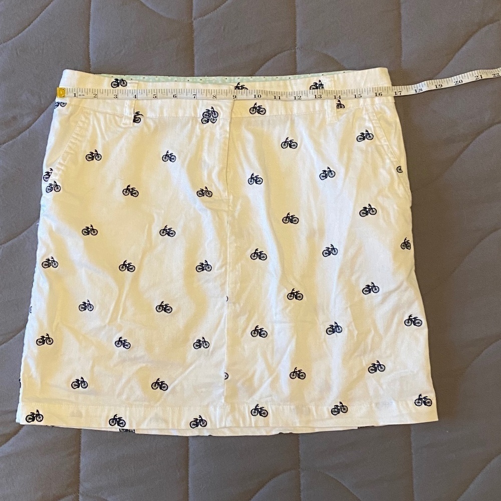 British Khaki- Skirt-White with Blue Bicycles-Women's Size 6 - Picture 4 of 8